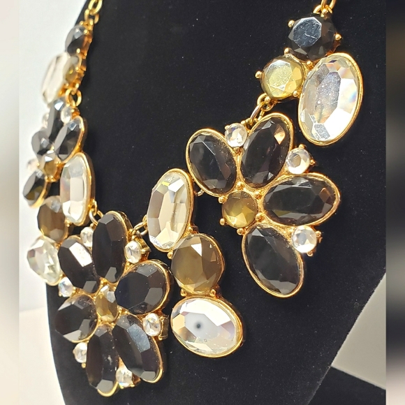 Kate Spade Black/Green/Clear Rhinestone Statement Necklace Goldtone - Picture 5 of 11
